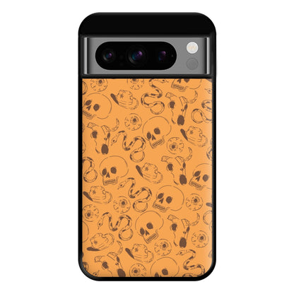 Orange Snakes And Skulls - Western  Phone Case for Google Pixel 8 Pro