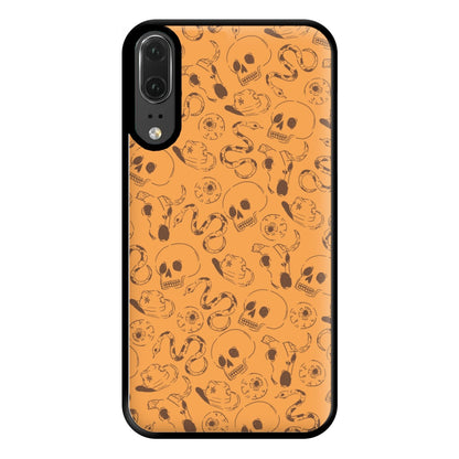 Orange Snakes And Skulls - Western  Phone Case for Huawei P20