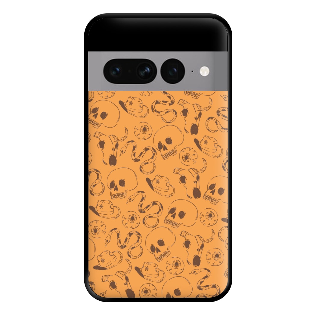 Orange Snakes And Skulls - Western  Phone Case for Google Pixel 7 Pro