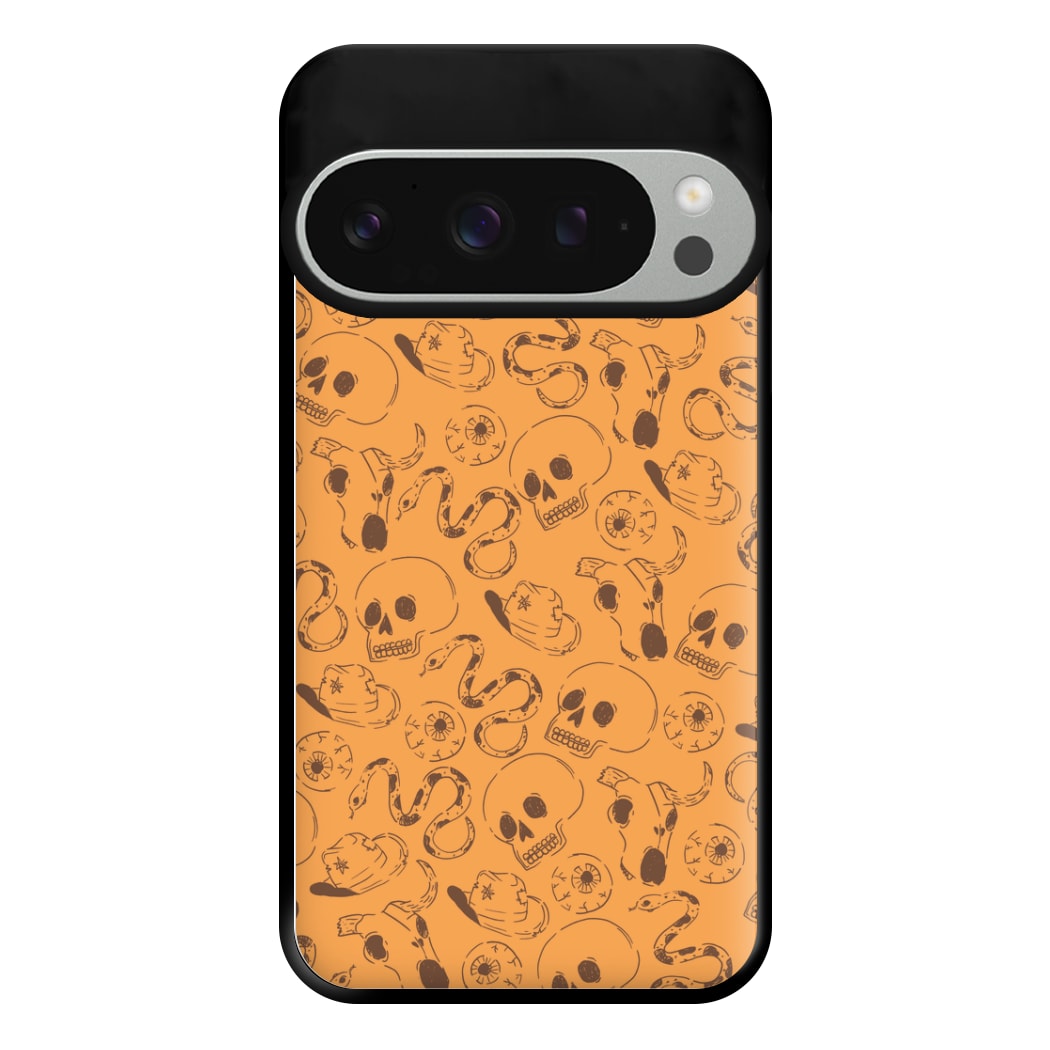 Orange Snakes And Skulls - Western  Phone Case for Google Pixel 9 Pro XL