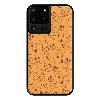 Orange Snakes And Skulls - Western  Phone Case for Galaxy S20 Ultra