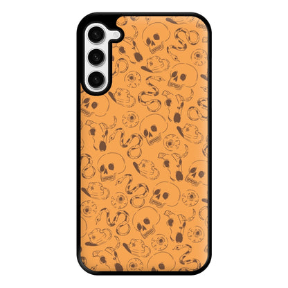 Orange Snakes And Skulls - Western  Phone Case for Galaxy S23 Plus