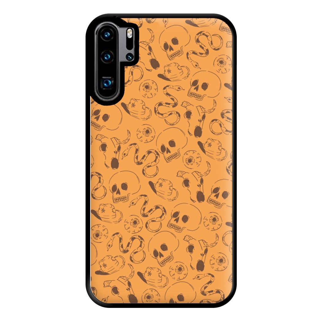 Orange Snakes And Skulls - Western  Phone Case for Huawei P30 Pro