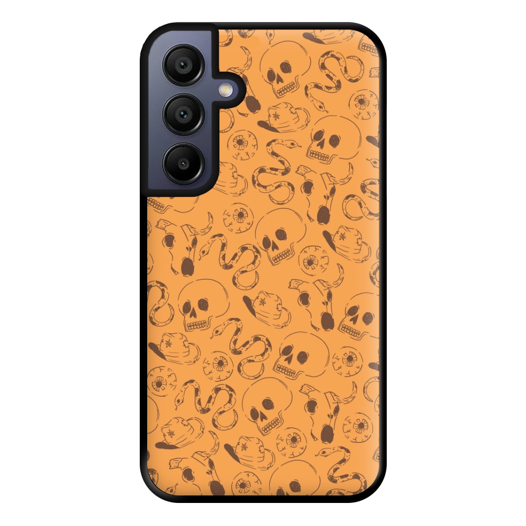 Orange Snakes And Skulls - Western  Phone Case for Galaxy A15