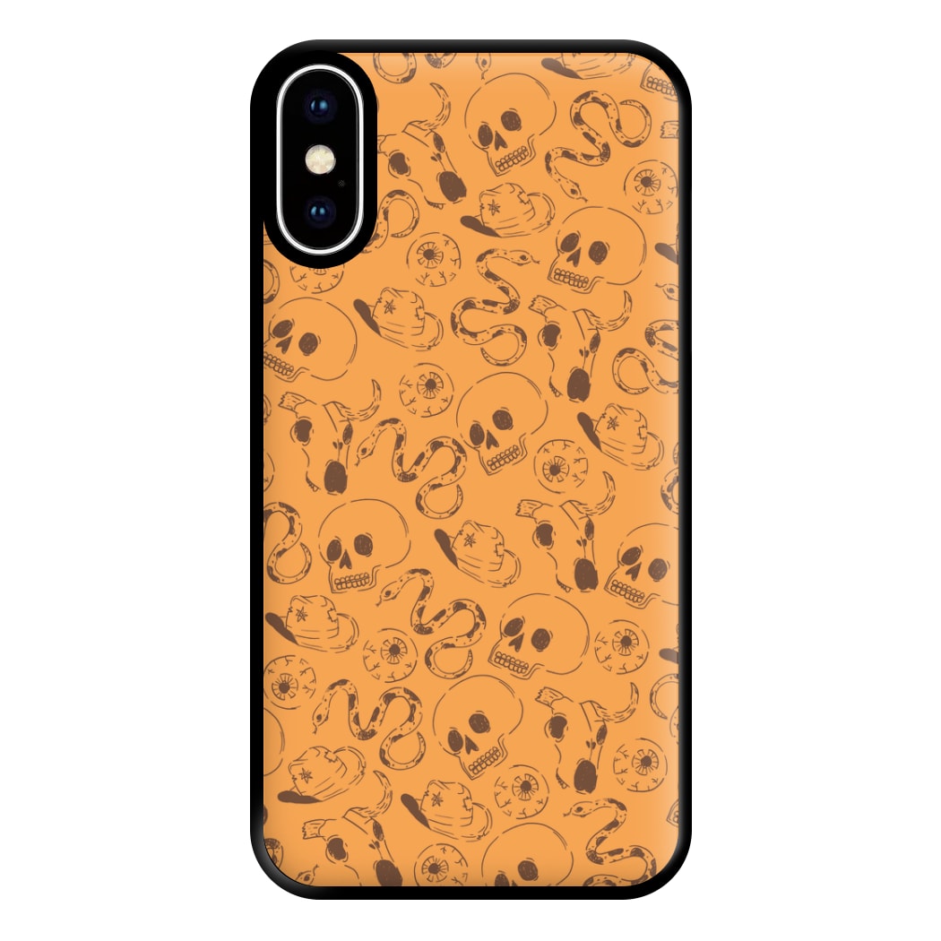 Orange Snakes And Skulls - Western  Phone Case for iPhone XS Max