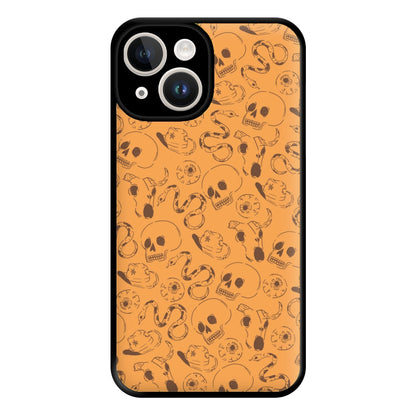 Orange Snakes And Skulls - Western  Phone Case for iPhone 14