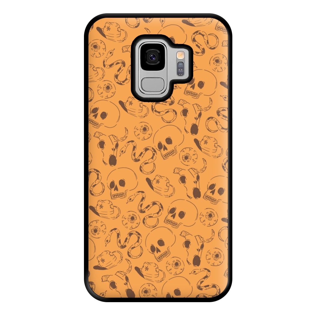 Orange Snakes And Skulls - Western  Phone Case for Galaxy S9 Plus