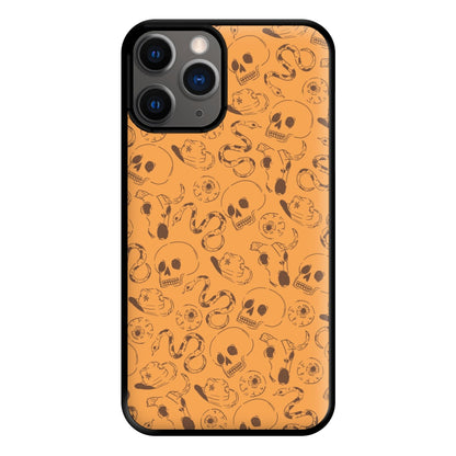 Orange Snakes And Skulls - Western  Phone Case for iPhone 12 Pro Max