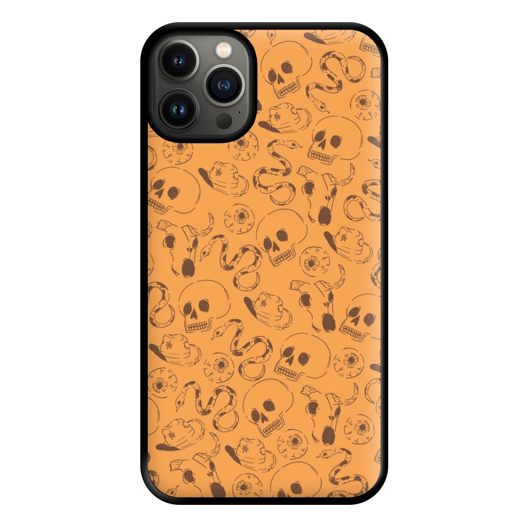 Orange Snakes And Skulls - Western  Phone Case for iPhone 13