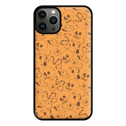 Orange Snakes And Skulls - Western  Phone Case for iPhone 13