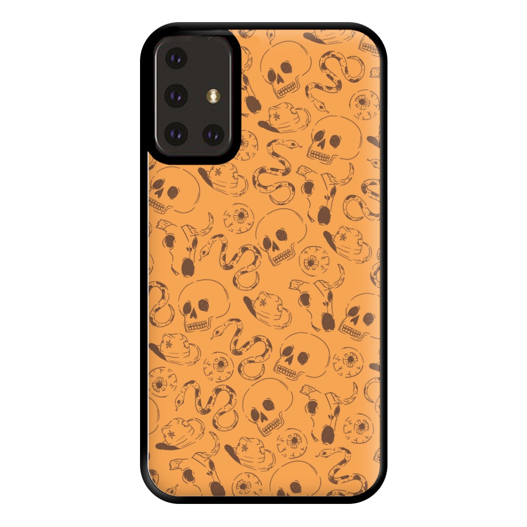 Orange Snakes And Skulls - Western  Phone Case for Galaxy A71