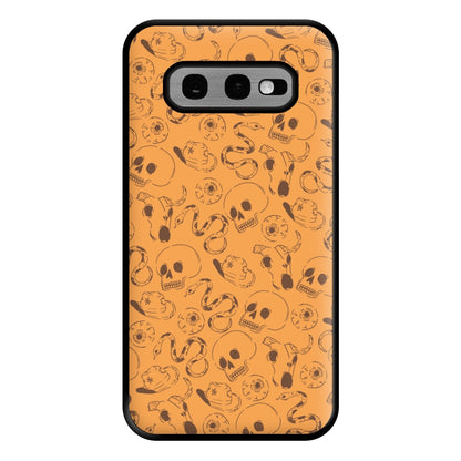 Orange Snakes And Skulls - Western  Phone Case for Galaxy S10e