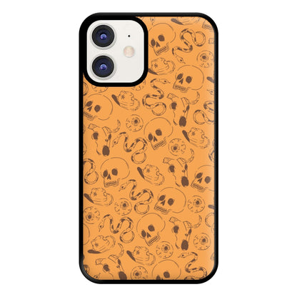 Orange Snakes And Skulls - Western  Phone Case for iPhone 11