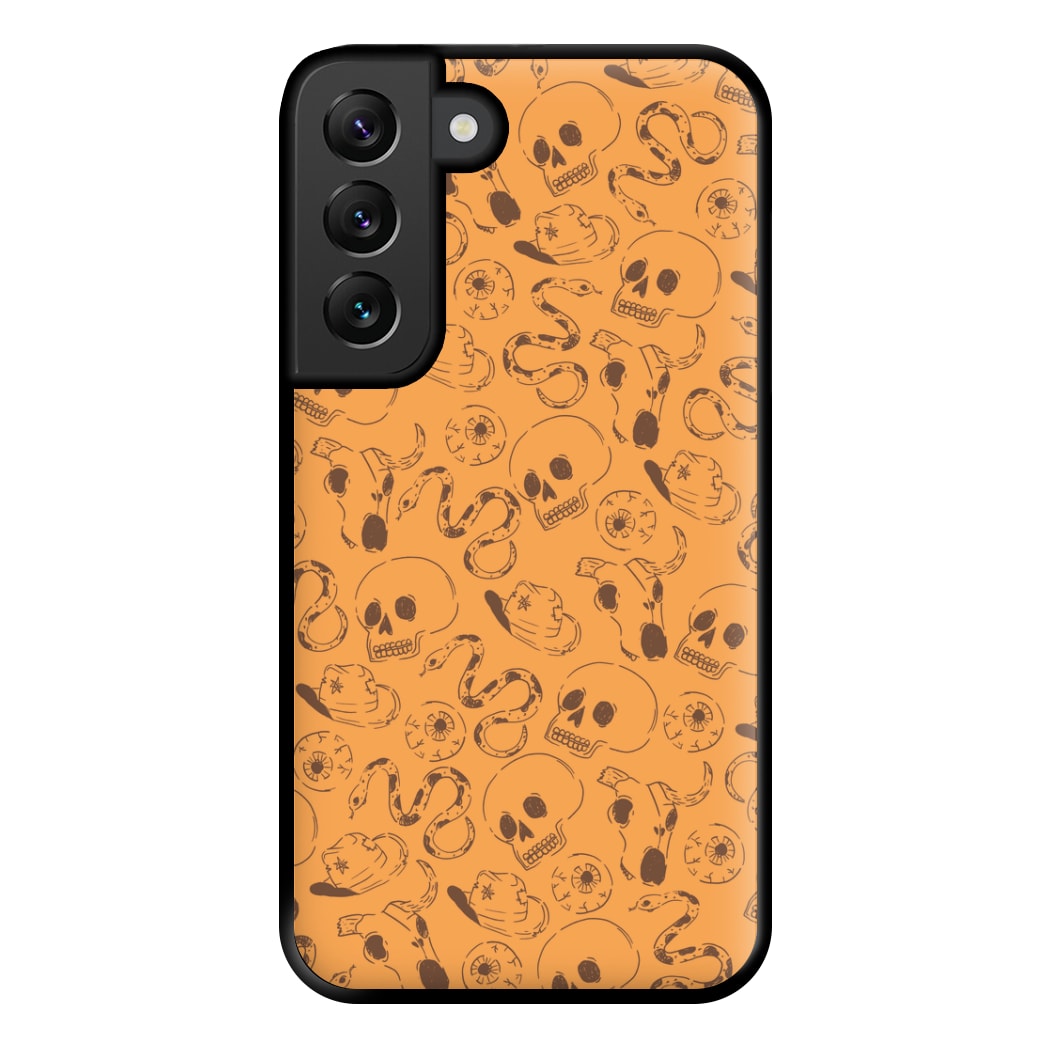 Orange Snakes And Skulls - Western  Phone Case for Galaxy S22 Plus