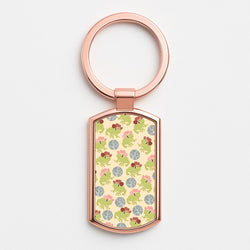 Frogs With Cowboy Hats - Western  Rose Gold Keyring