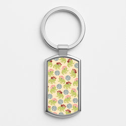 Frogs With Cowboy Hats - Western  Silver Keyring