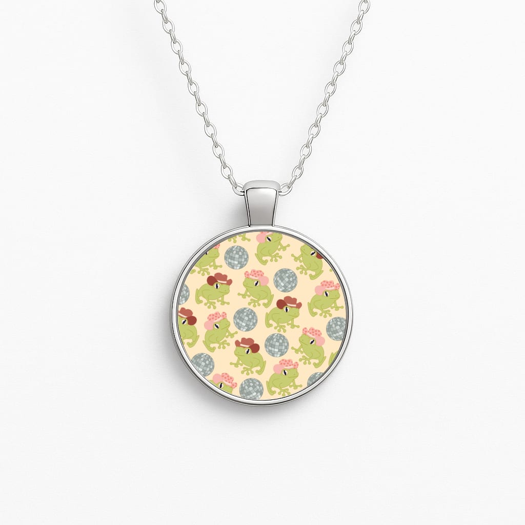 Frogs With Cowboy Hats - Western  Circle Necklace