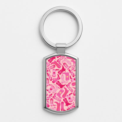 Cowboy Boots - Western  Silver Keyring
