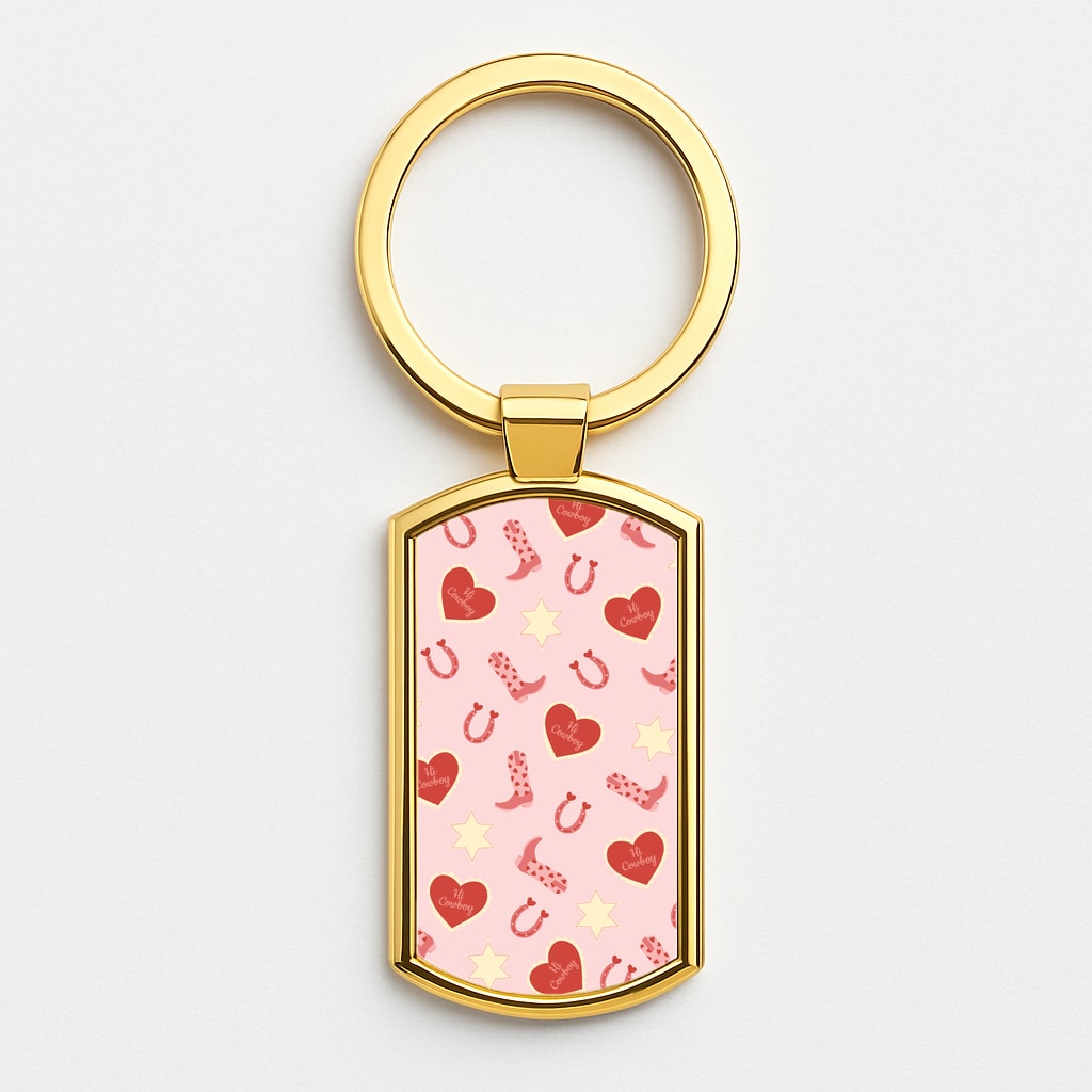 Hi Cowboy - Western  Gold Keyring