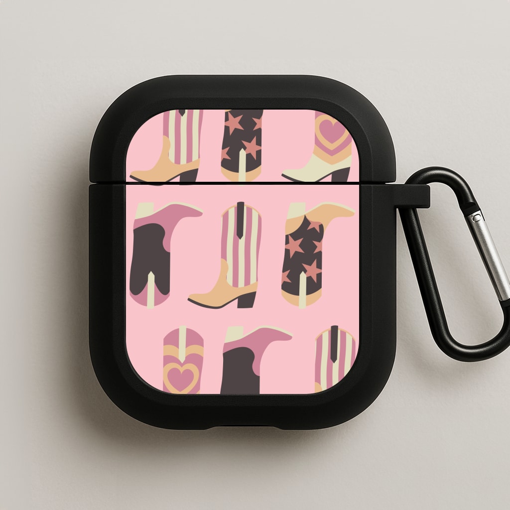 Dusty Pink Cowboy Boots Pattern AirPods Case