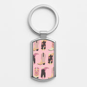 Dusty Pink Cowboy Boots Pattern Luxury Keyring 1