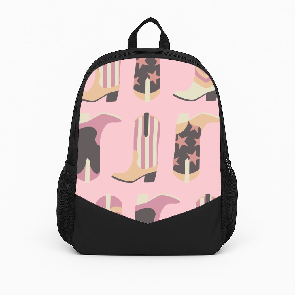Dusty Pink Cowboy Boots Pattern Backpack