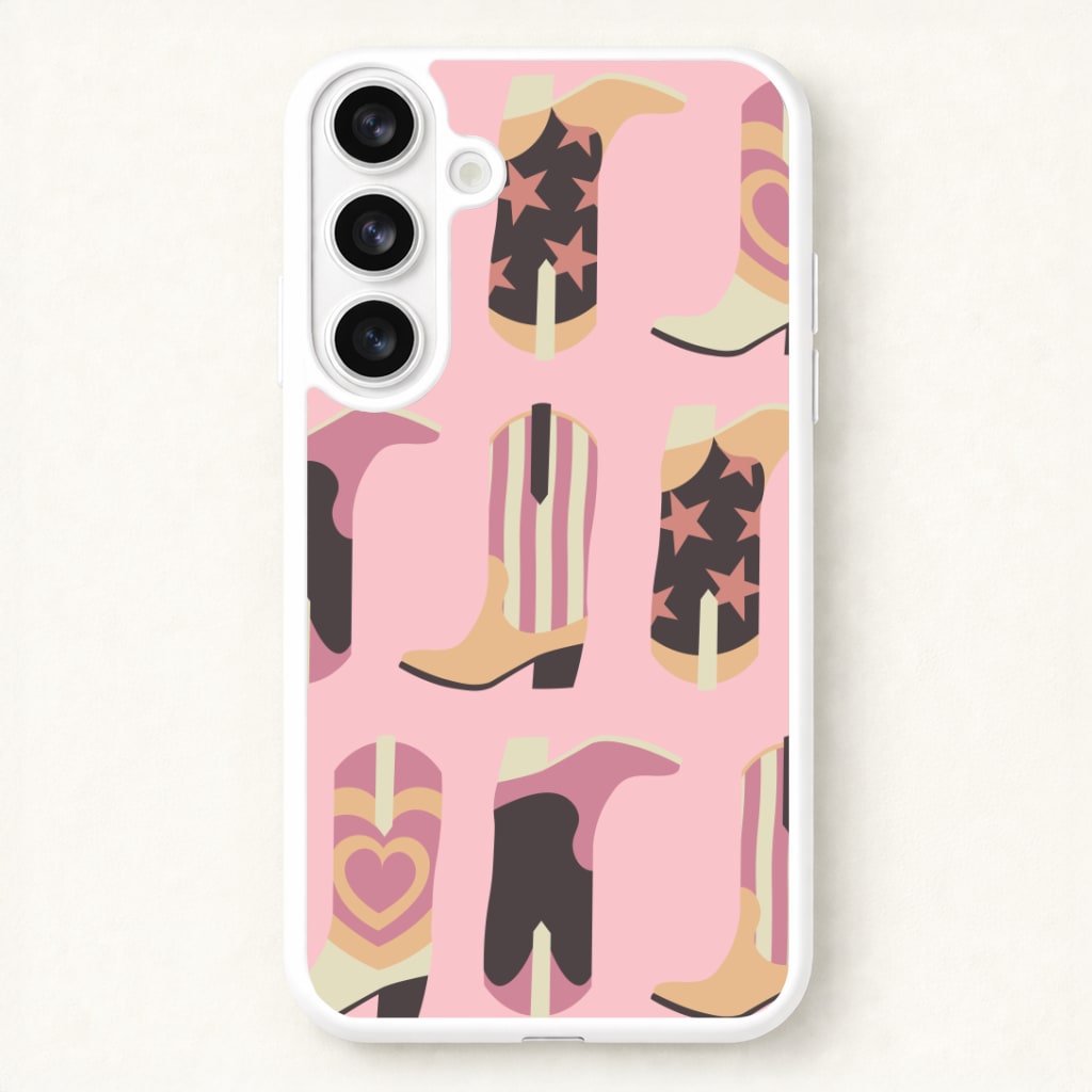 Dusty Pink Cowboy Boots Pattern Phone Case for Galaxy S26