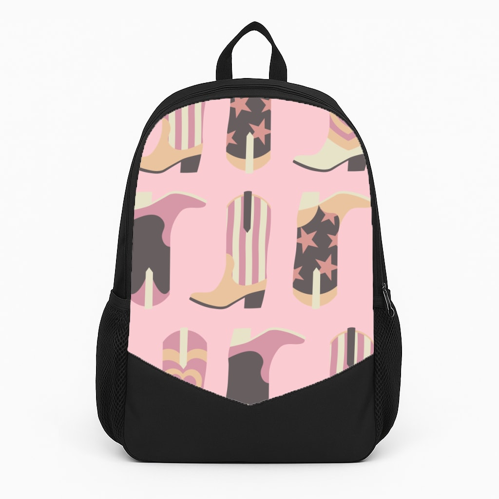 Dusty Pink Cowboy Boots Pattern Backpack