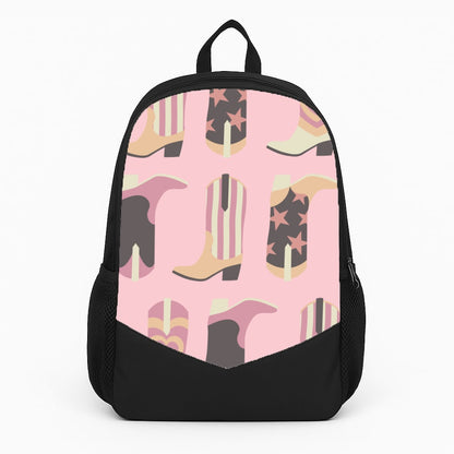 Dusty Pink Cowboy Boots Pattern Large Backpack