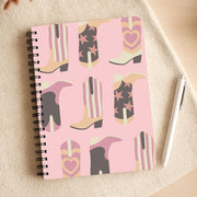 Dusty Pink Cowboy Boots Pattern Notebook 3