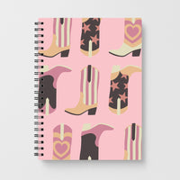Dusty Pink Cowboy Boots Pattern Notebook