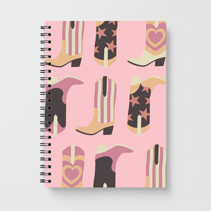 Dusty Pink Cowboy Boots Pattern Notebook