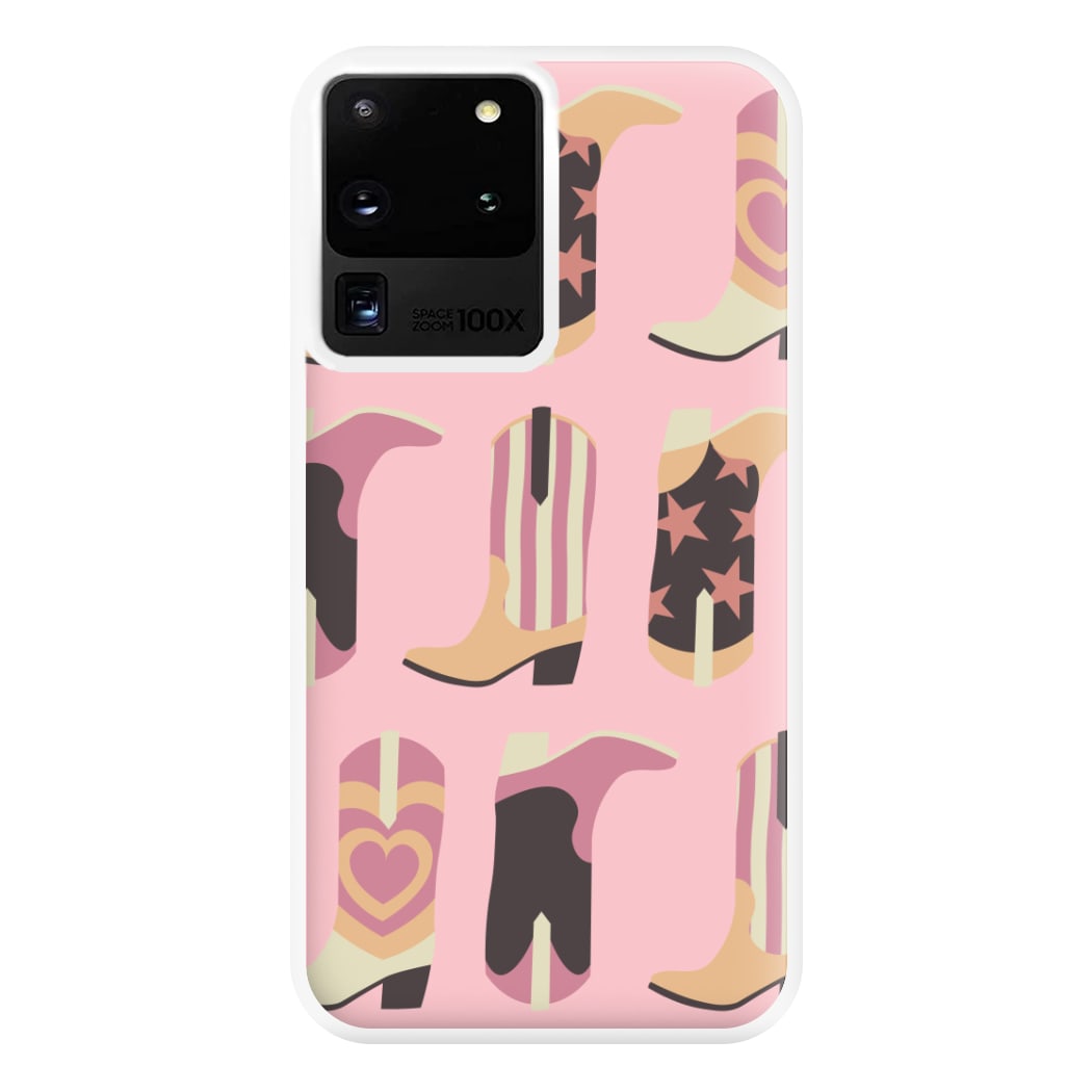Dusty Pink Cowboy Boots Pattern Phone Case for Galaxy S20 Ultra