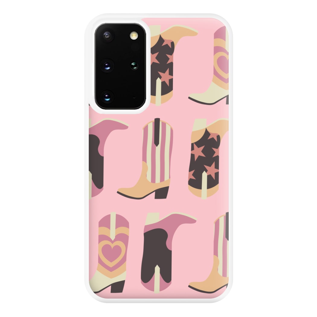 Dusty Pink Cowboy Boots Pattern Phone Case for Galaxy S20 Plus