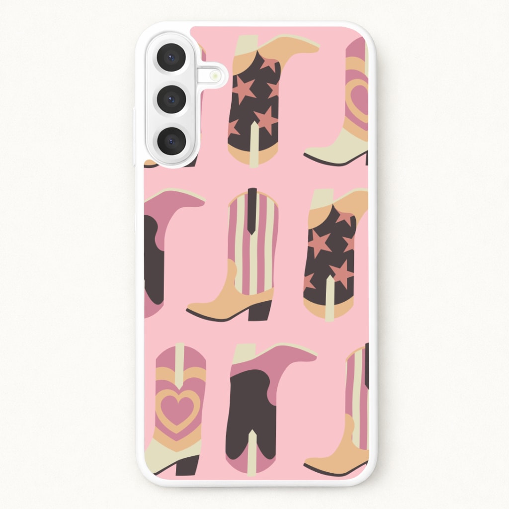 Dusty Pink Cowboy Boots Pattern Phone Case for Galaxy A37