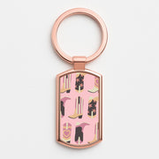 Dusty Pink Cowboy Boots Pattern Luxury Keyring 4