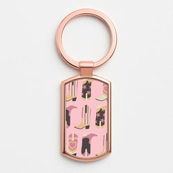 Dusty Pink Cowboy Boots Pattern Rose Gold Keyring