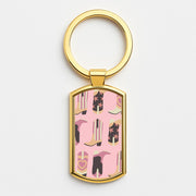Dusty Pink Cowboy Boots Pattern Luxury Keyring 3