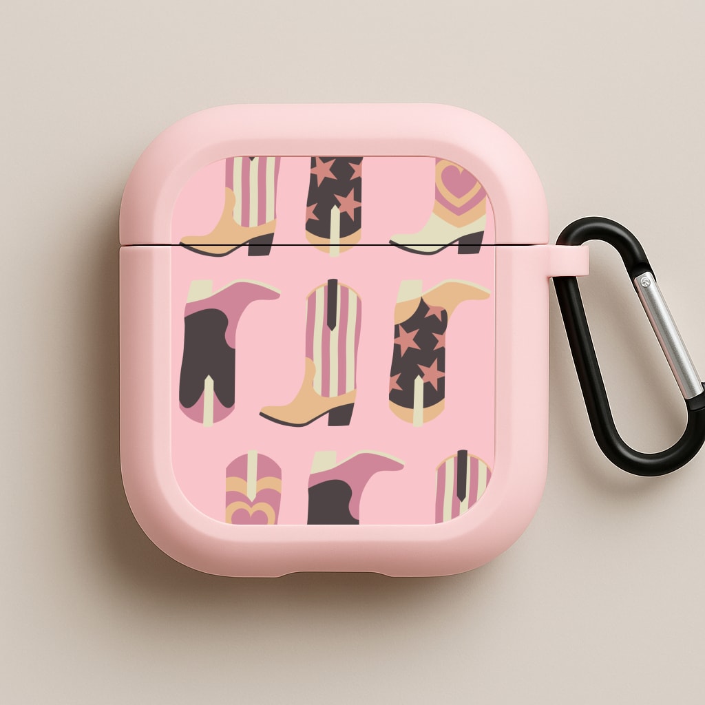 Dusty Pink Cowboy Boots Pattern Pink AirPods Case