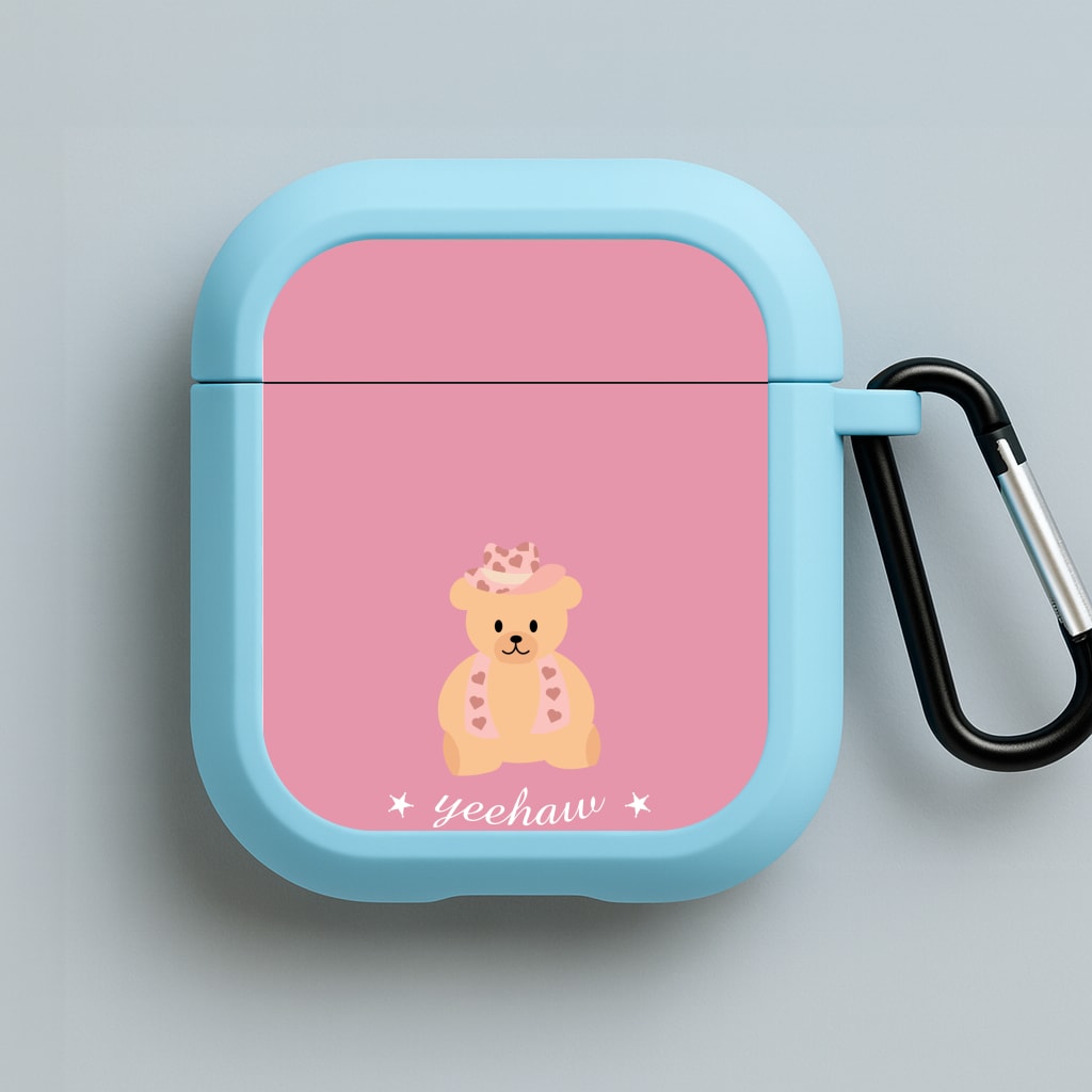 Yeehaw Teddy Bear Blue AirPods Case