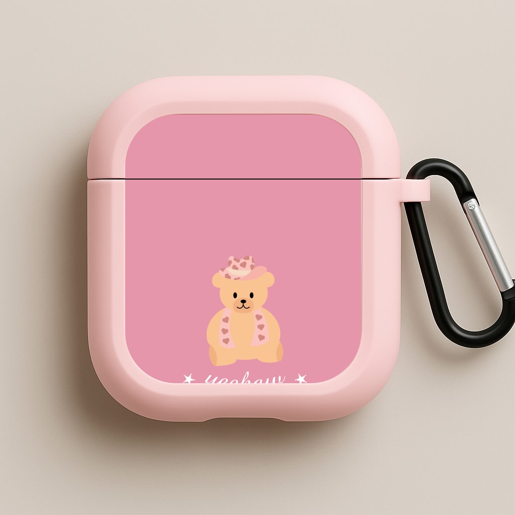 Yeehaw Teddy Bear Pink AirPods Case
