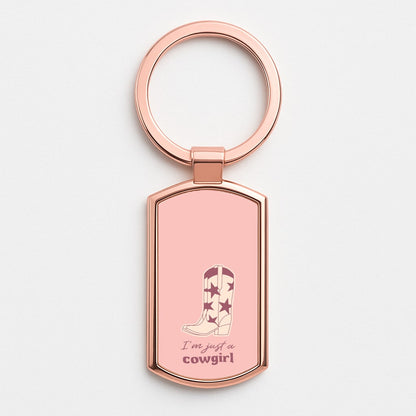 I'm Just A Cowgirl Rose Gold Keyring