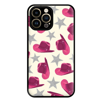 Pink Cowboy Hats And Stars Pattern Phone Case for iPhone 14 Pro Max