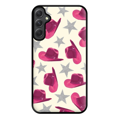 Pink Cowboy Hats And Stars Pattern Phone Case for Galaxy A34
