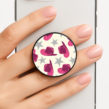 Pink Cowboy Hats And Stars Pattern Phone Grip