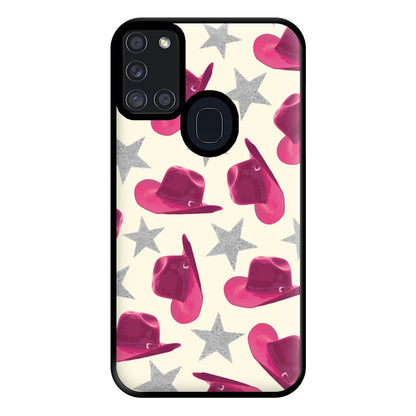 Pink Cowboy Hats And Stars Pattern Phone Case for Galaxy A21s