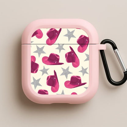 Pink Cowboy Hats And Stars Pattern Pink AirPods Case