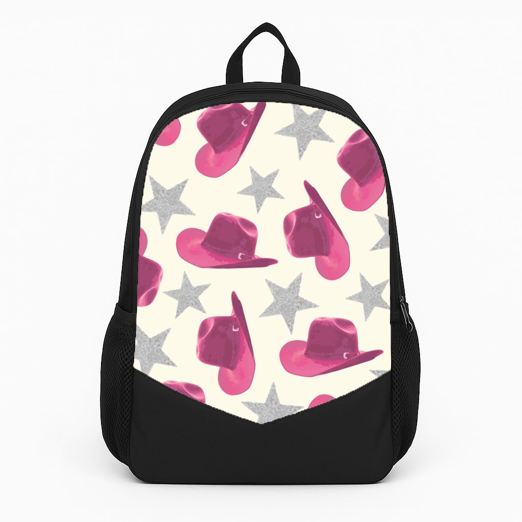 Pink Cowboy Hats And Stars Pattern Backpack