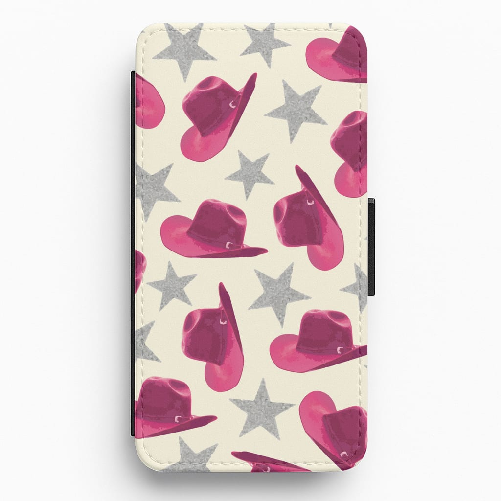 Pink Cowboy Hats And Stars Pattern Flip / Wallet Phone Case