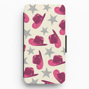 Pink Cowboy Hats And Stars Pattern Flip / Wallet Phone Case 1